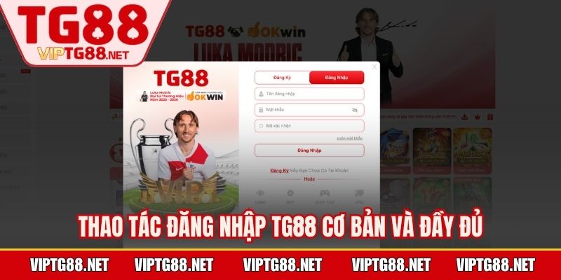 Thao tác đăng nhập TG88 cơ bản và đầy đủ
