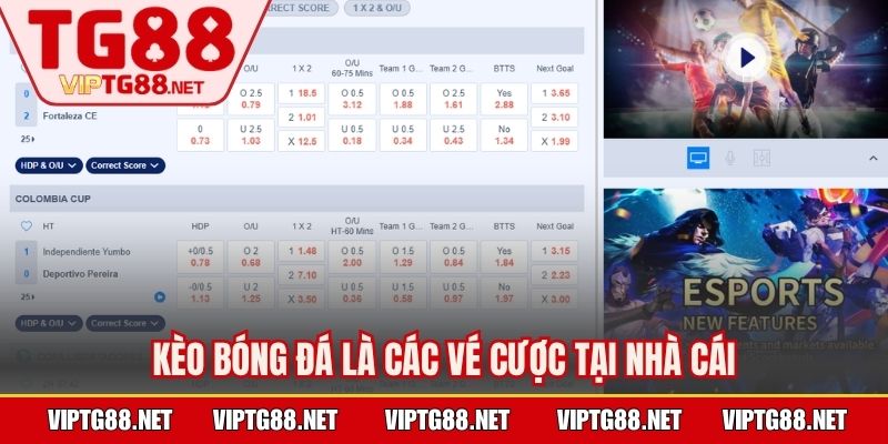Kèo bóng đá là các vé cược tại nhà cái